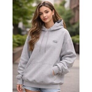 New HAZEL Boutique Sweatshirt, gray, Size XL, Melting White Logo Hooded RARE